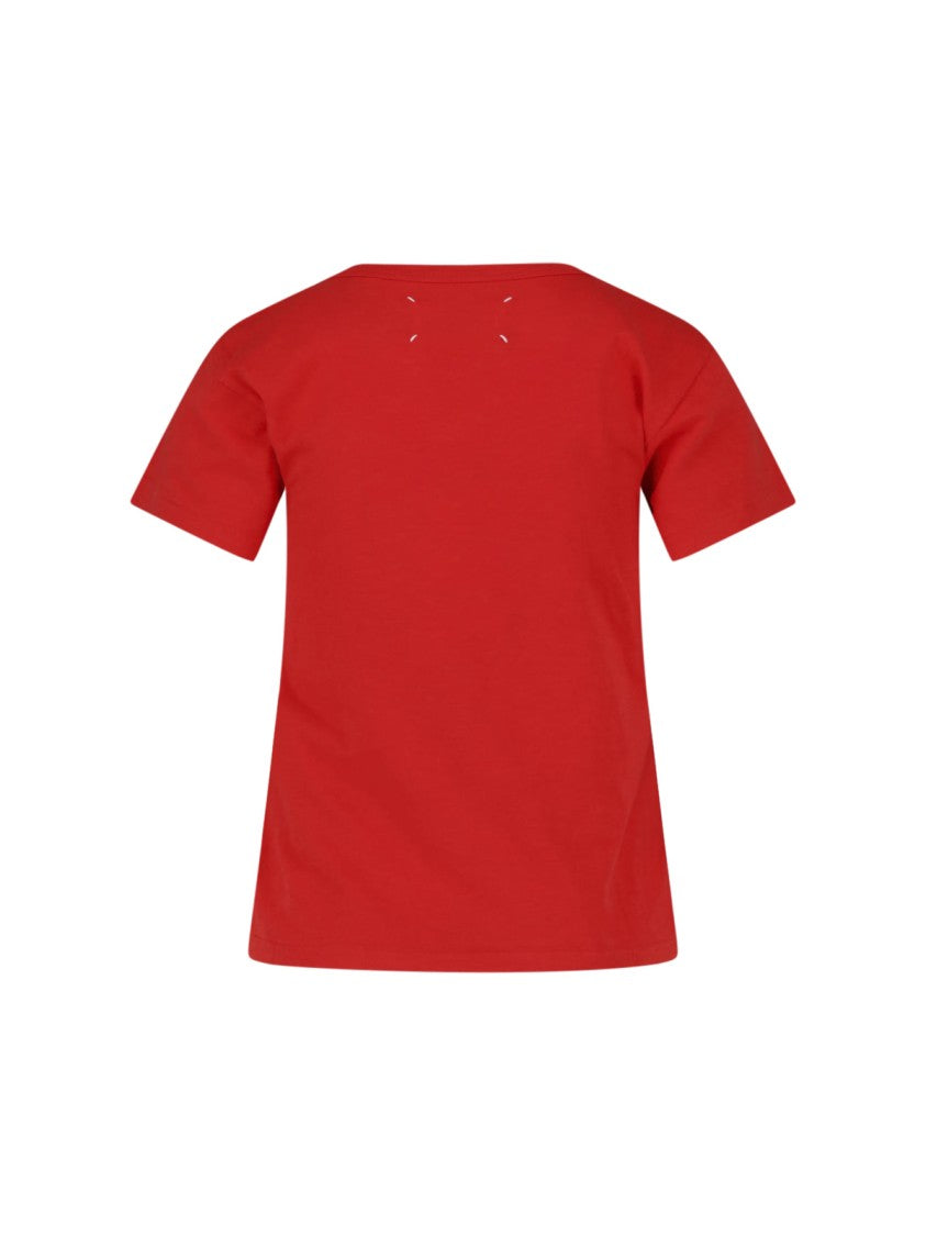 Maison Margiela Red Printed Cotton T-Shirt