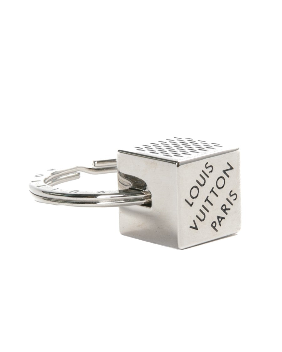 Louis Vuitton Silver Damier Cube Keychain