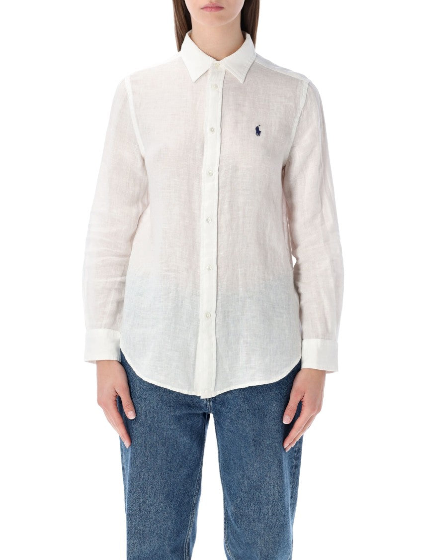 Polo Ralph Lauren Classic Point Collar Linen Shirt With Embroidered Logo