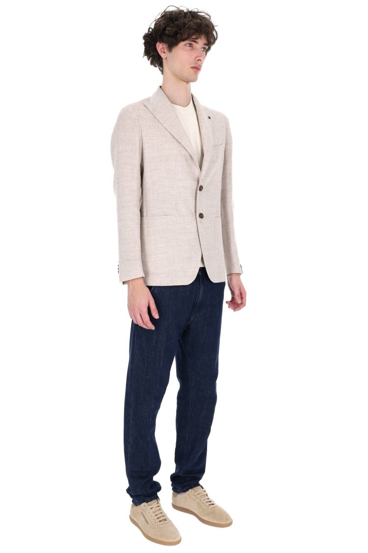 Tagliatore Montecarlo Herringbone Linen-Wool Blazer