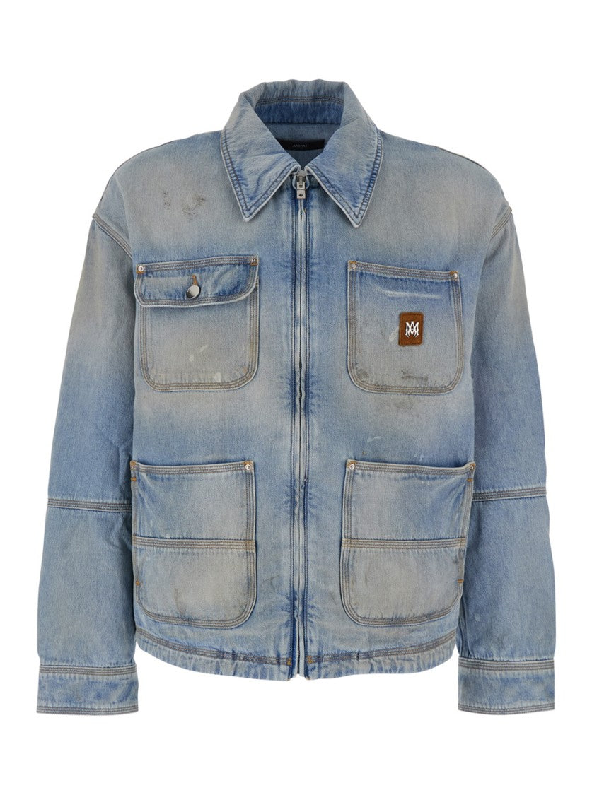 Amiri Blue Jacket With Classic Collar