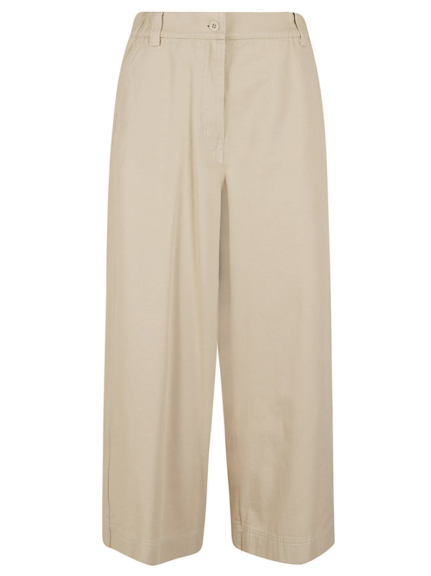 Max Mara Beige Wide-Leg Trousers With Visible Button Fastening