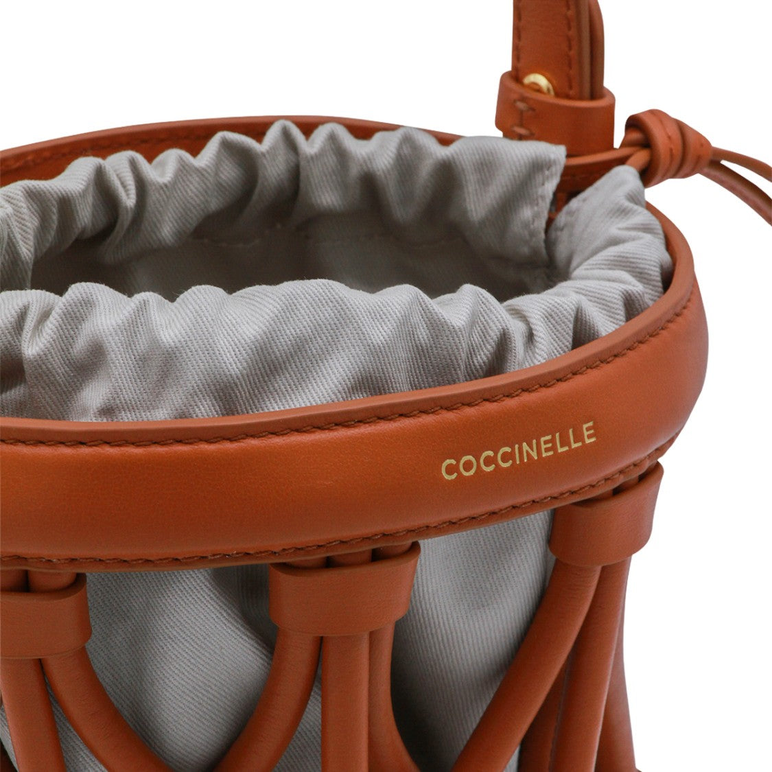 Coccinelle Cylindrical Brown Leather Handbag