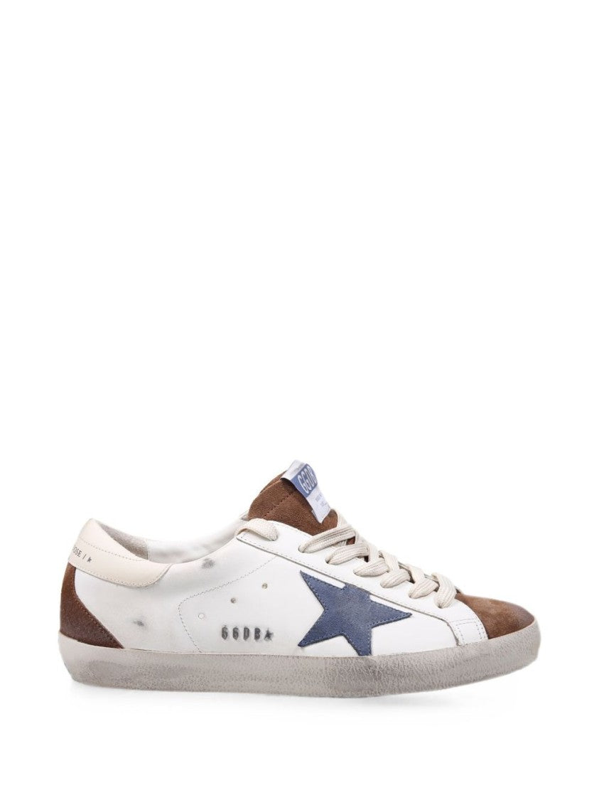 Golden Goose Brown Suede Blue Star Silk-Nylon Low-Top Sneakers