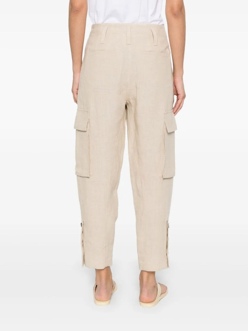 Brunello Cucinelli Relaxed Fit Linen Pants With Tapered Leg