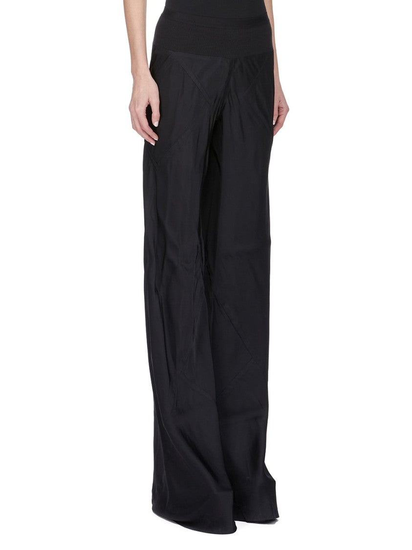Rick Owens Floor-Length Black Charmeuse Bias Pants
