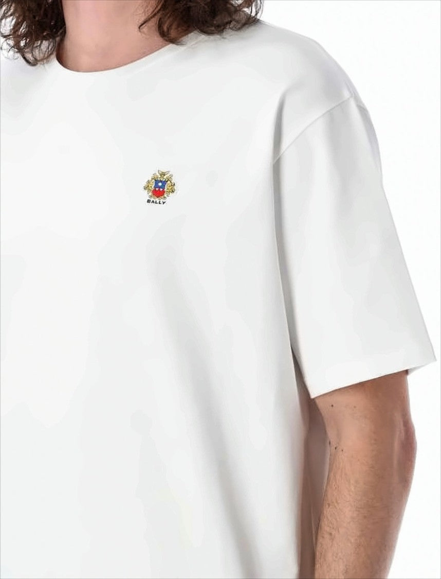 Bally Minimalist White Short-Sleeve T-Shirt With Emblem