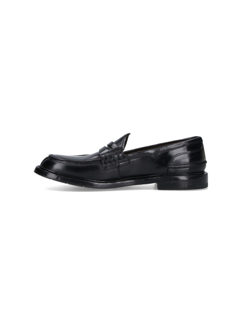 Premiata Polished Black Leather Penny Loafers