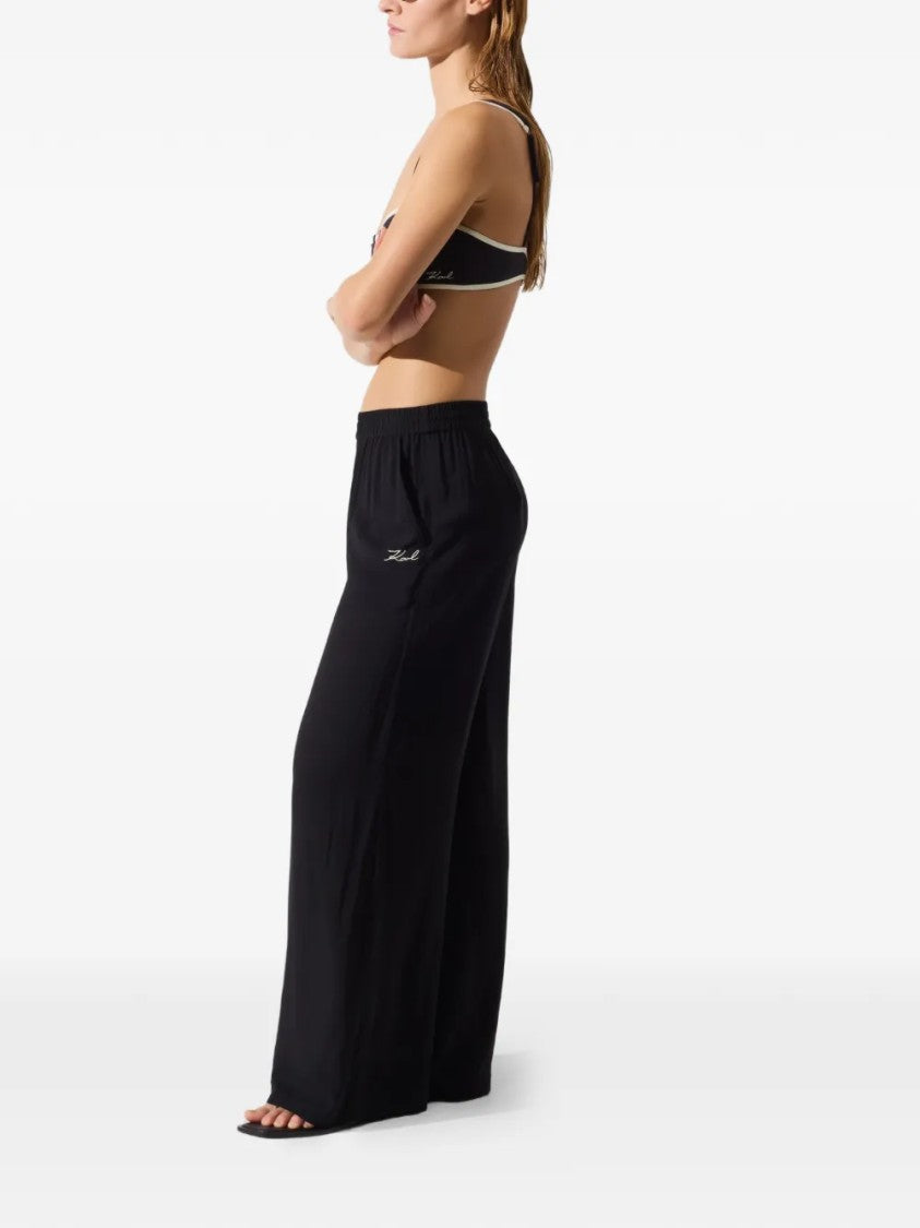 Karl Lagerfeld Wide-Leg Pants With Subtle Signature Detail