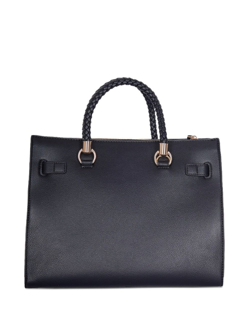 Liu Jo Rectangular Black Handbag With Braided Handles