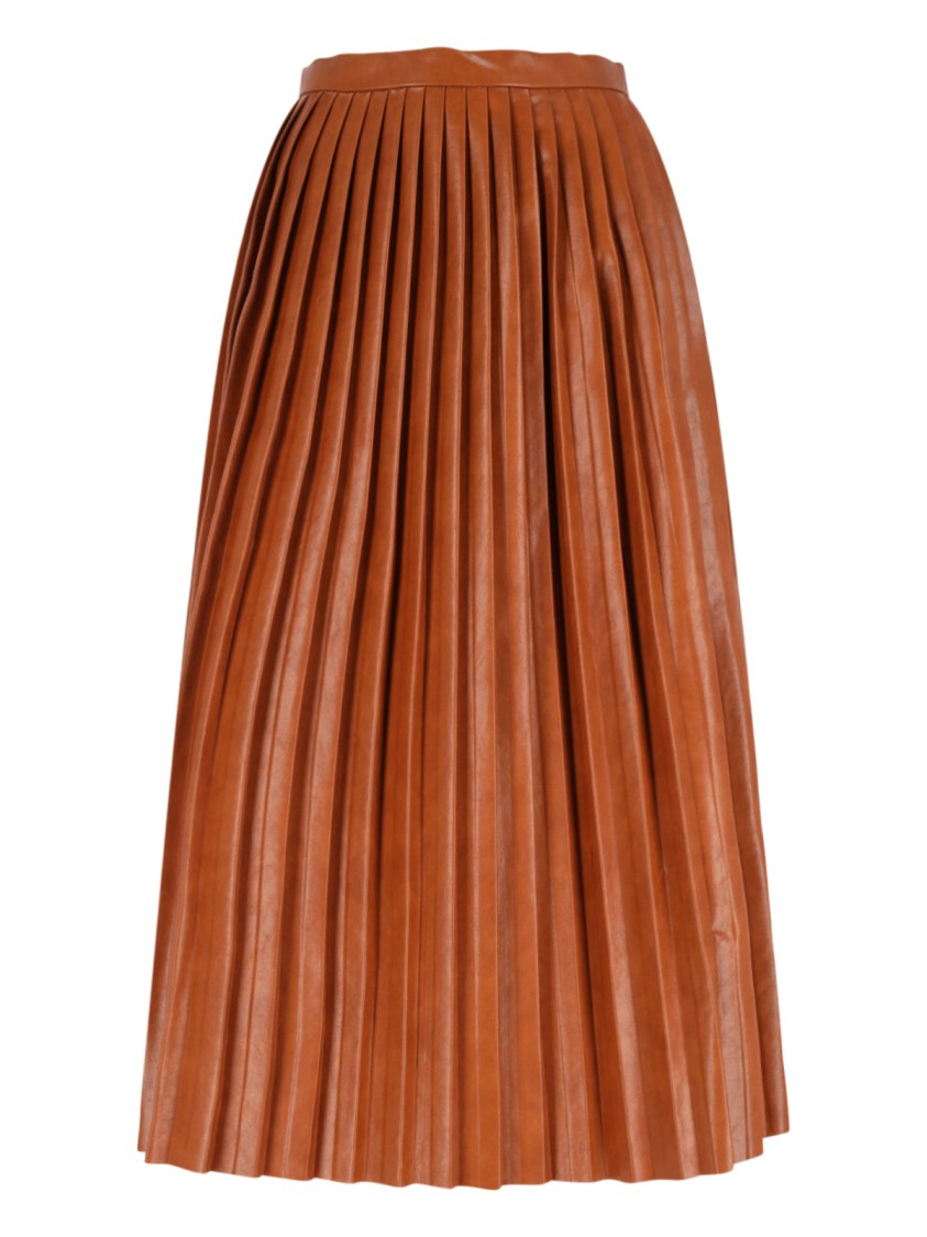 Mm6 By Maison Margiela Pleated Midi Skirt – Brown