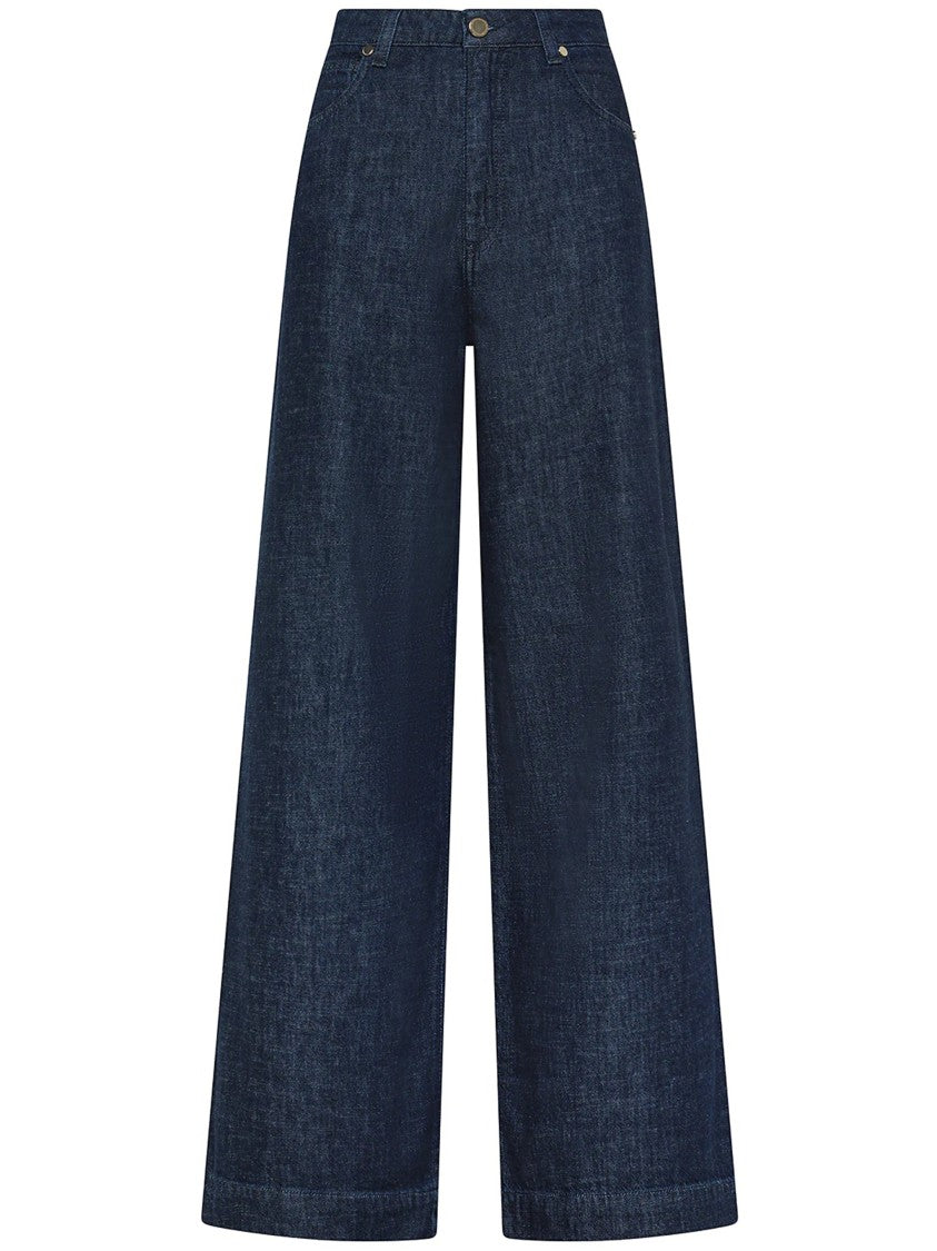 Cruna Wide-Leg Dark Denim High Waist Trousers
