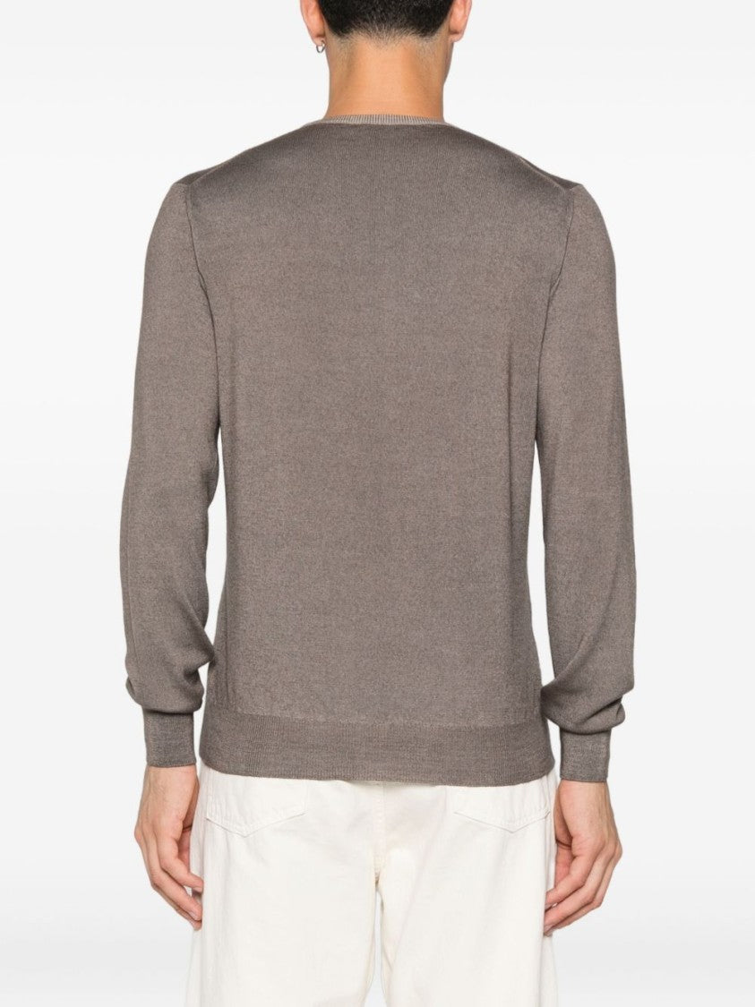 Vengera Brown Crew Neck Sweater In /Virgin Wool