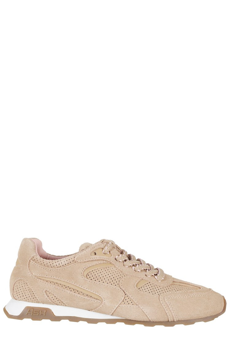 Ash Beige Kasar Suede Mesh Leather Sneakers