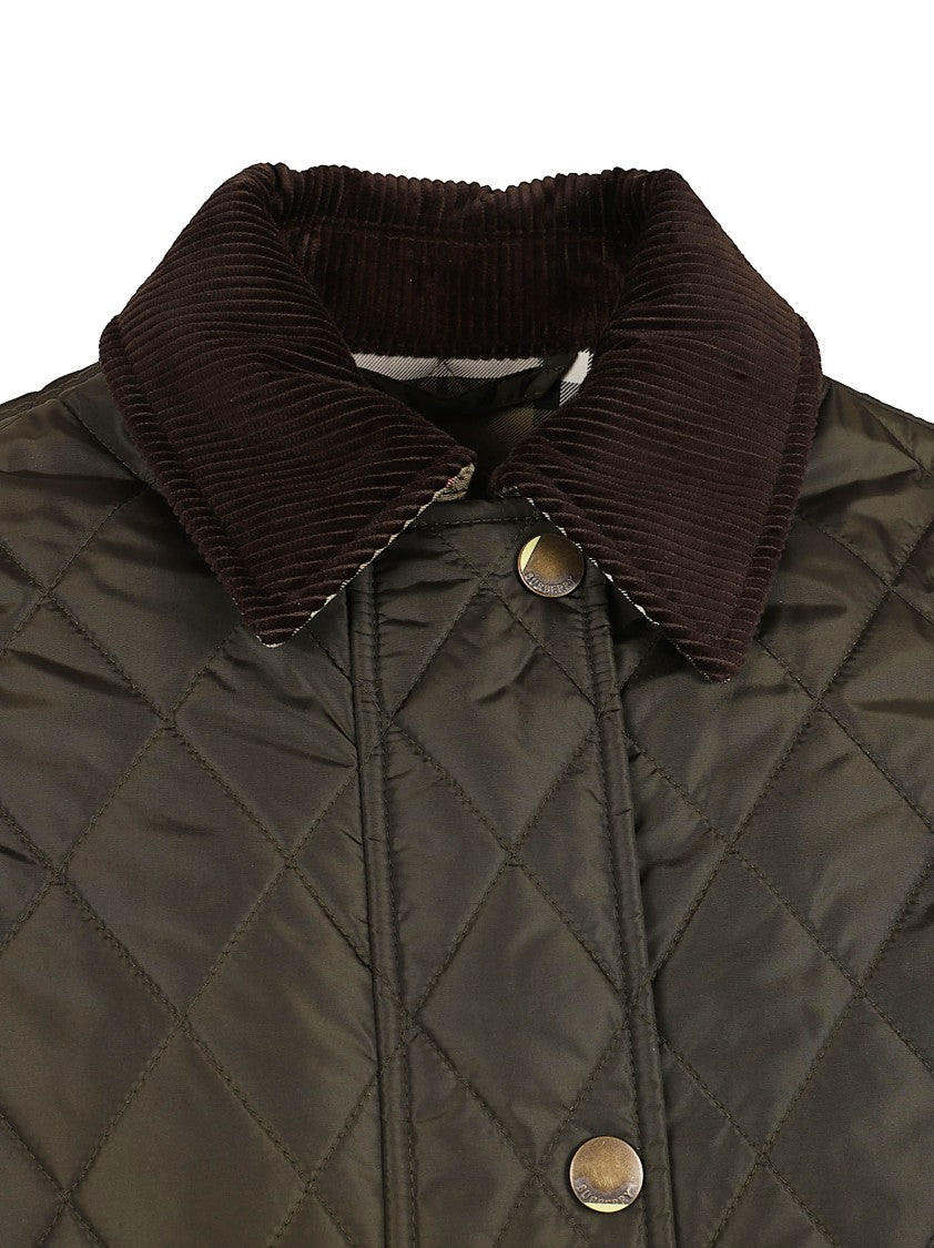 Burberry Quilted Coat With Corduroy Collar
