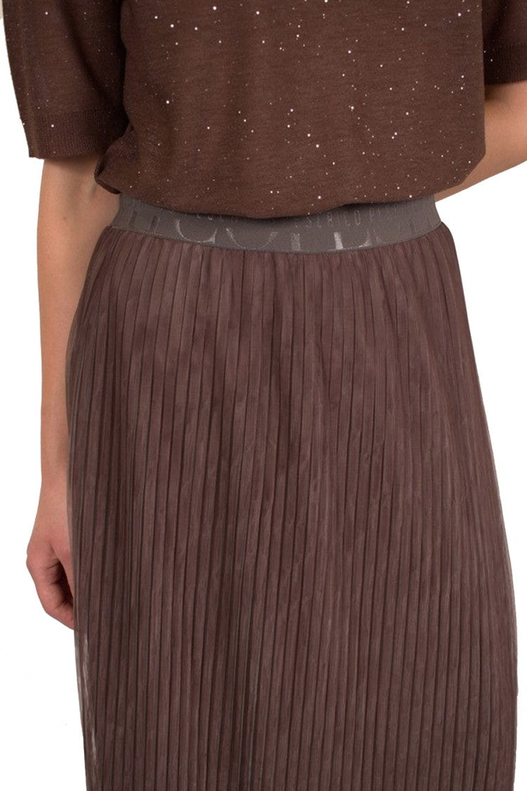 Peserico Brown Crepe Midi Skirt