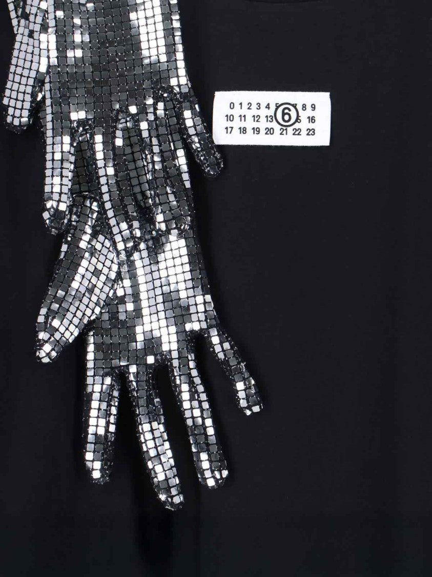 Mm6 By Maison Margiela Numeric Tag Gloves T-Shirt – Black