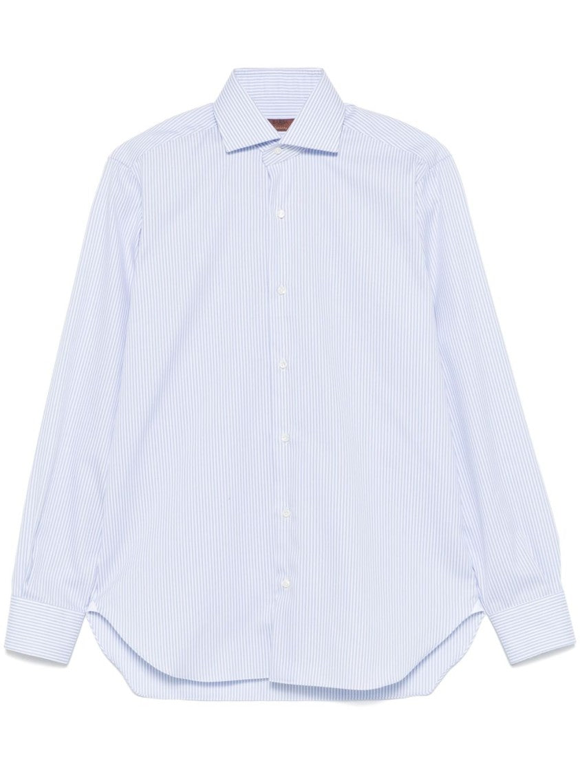 Barba Refined White Shirt With Subtle Striped Pattern