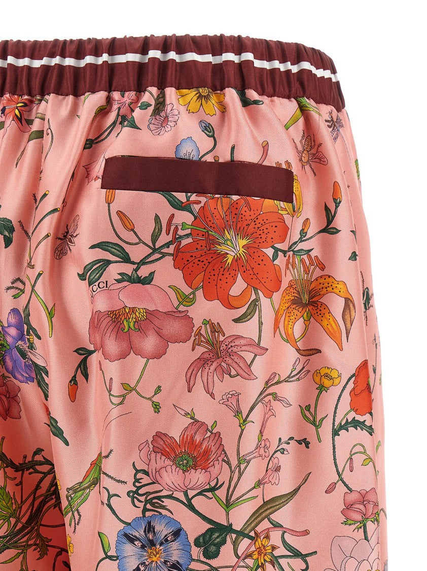Gucci Floral Print Silk Twill Pants