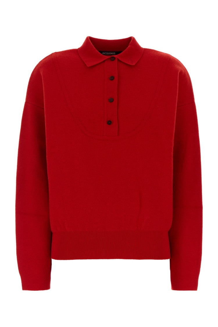 Jacquemus Cropped Red Knit Sweater