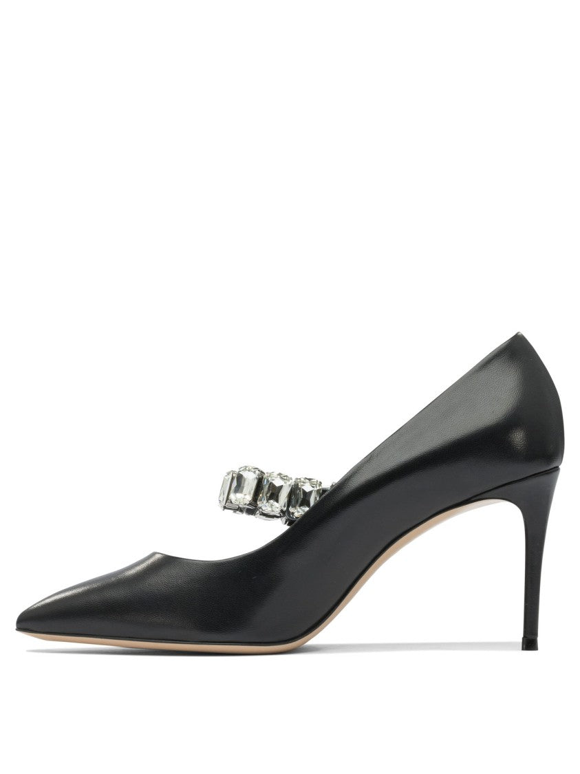 Casadei Pointed Toe Pumps With Crystal-Embellished Strap