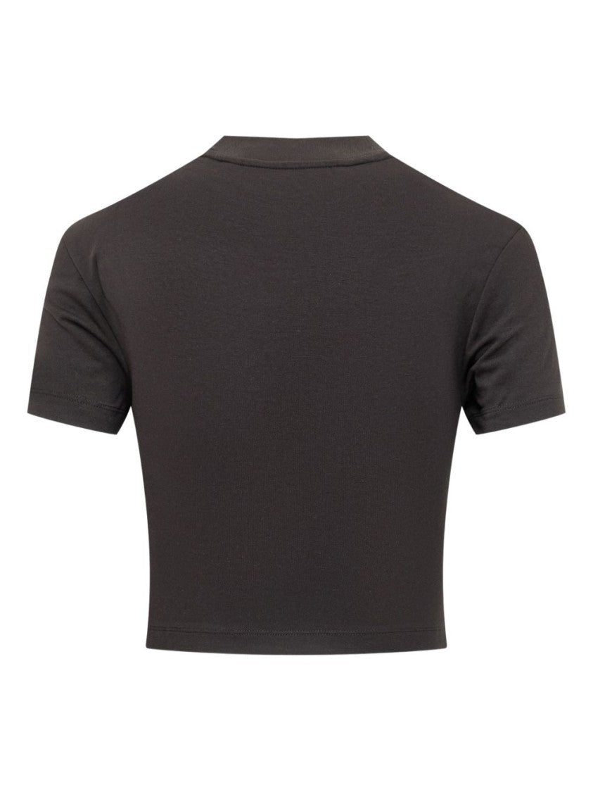 Palm Angels Cropped Black And White Logo T-Shirt