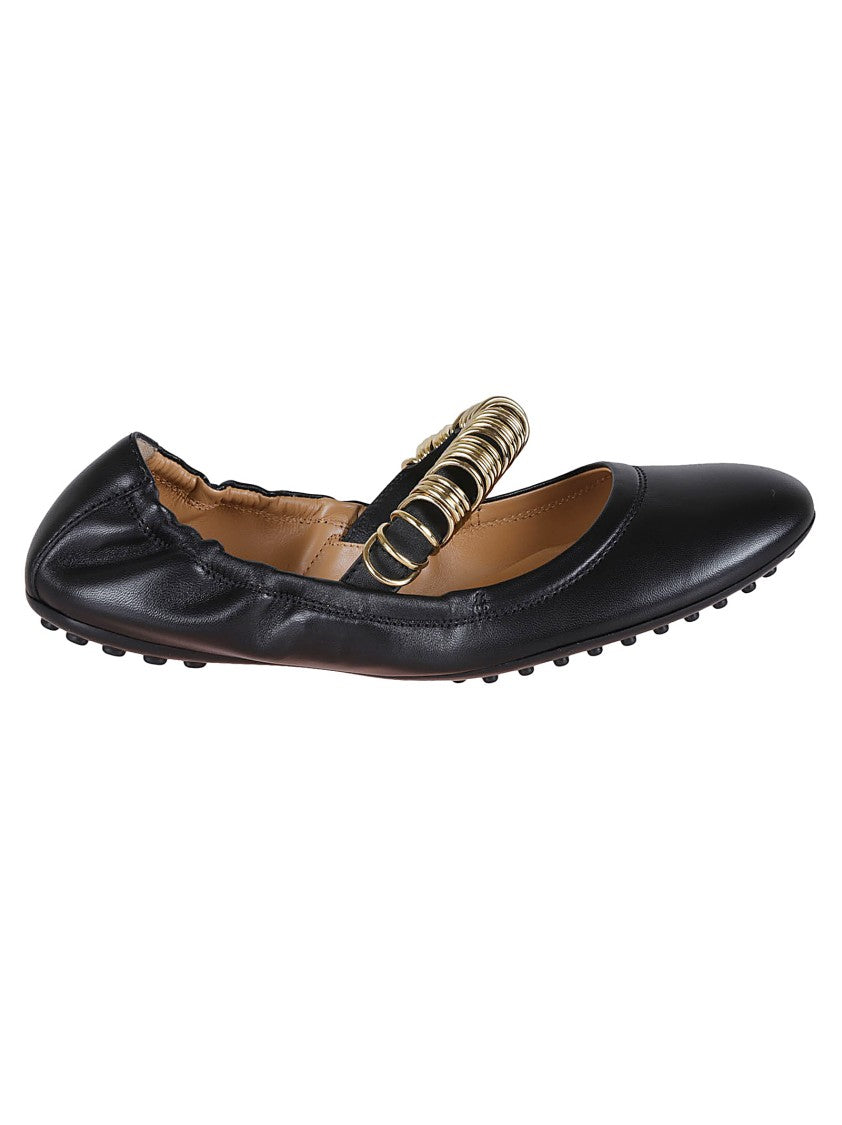 Tod's Ballet Flats With Gold Buckle Detail