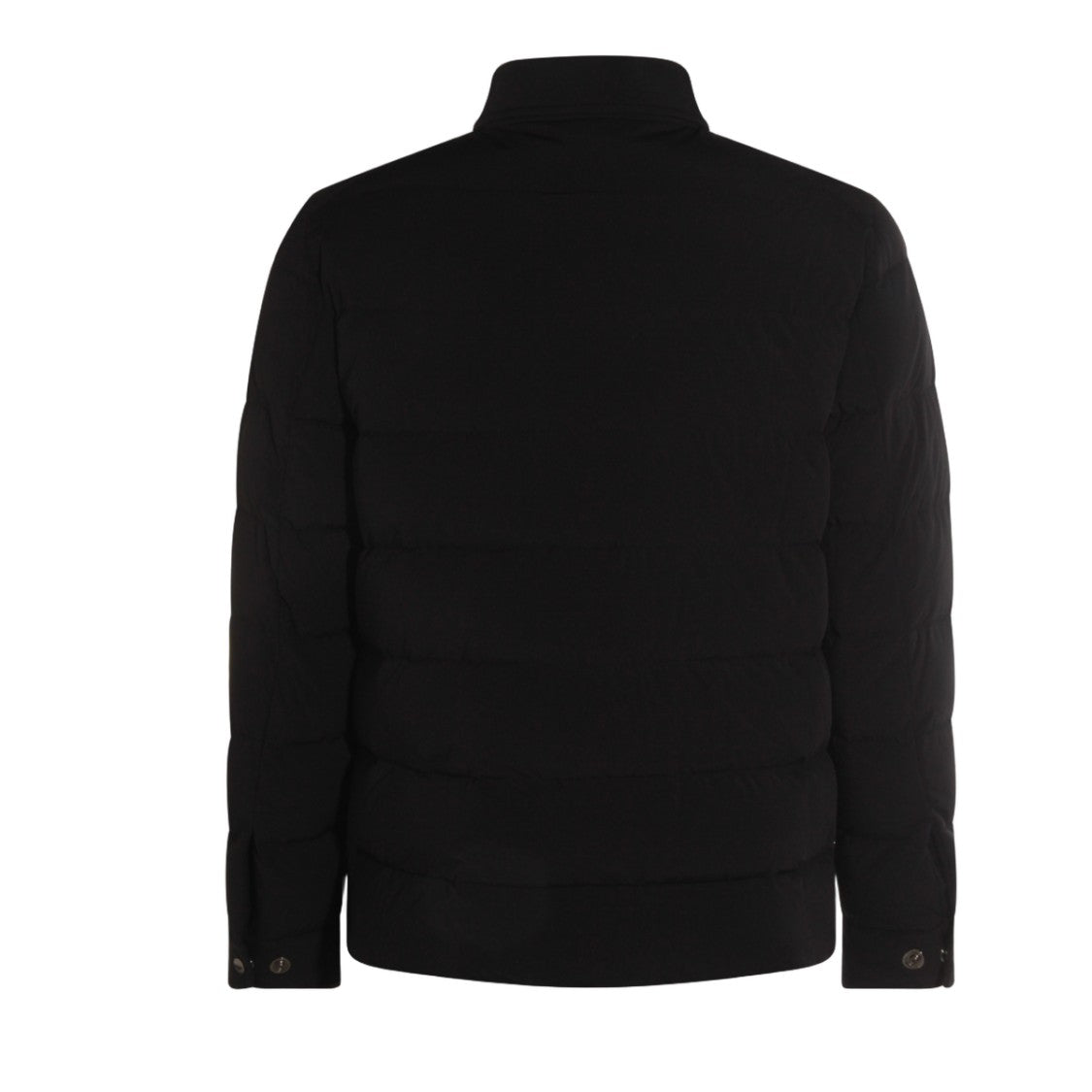 Moorer Padded Black Coat With Quilted Design