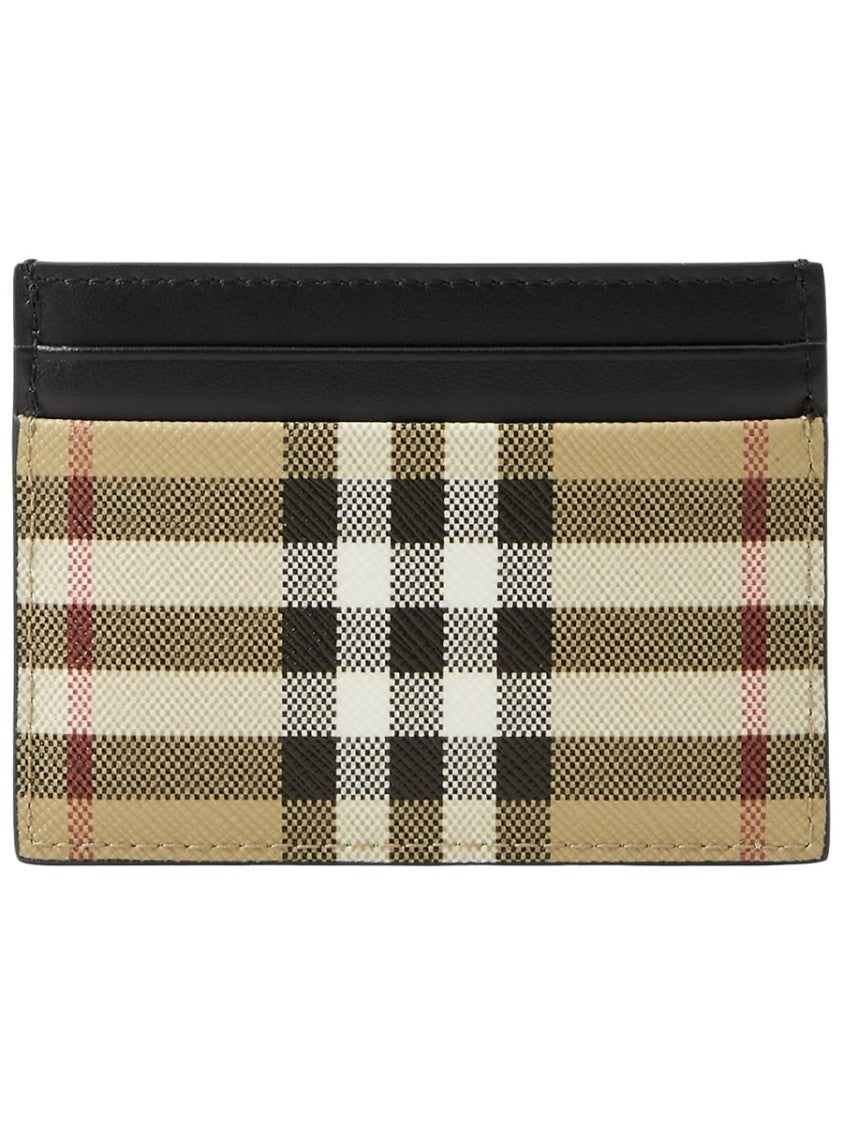 Burberry Beige Check Pattern Cotton-Blend Wallet