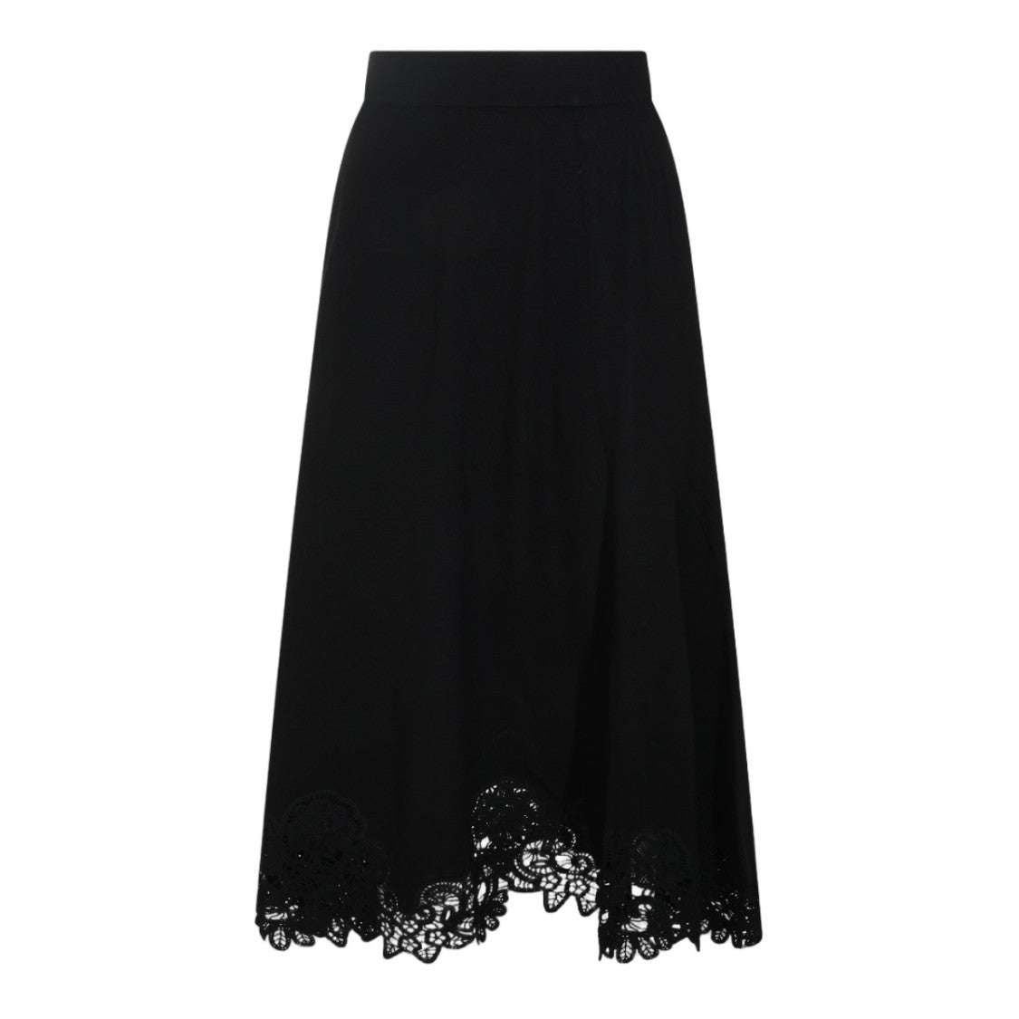 Zimmermann Black Intricate Lace Midi Skirt
