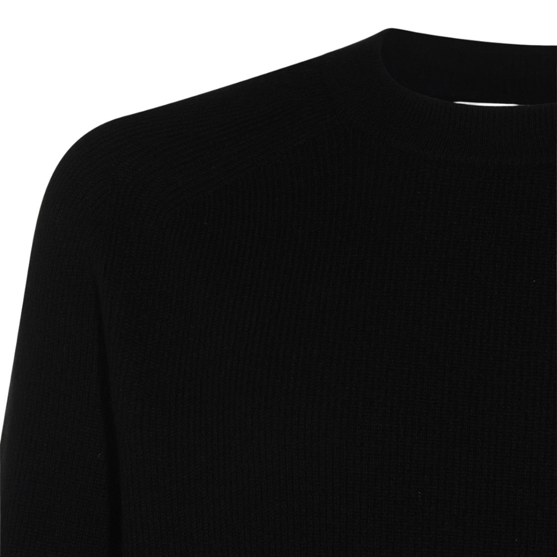 Malo Ribbed Texture Black Sweater With Crew Neckline