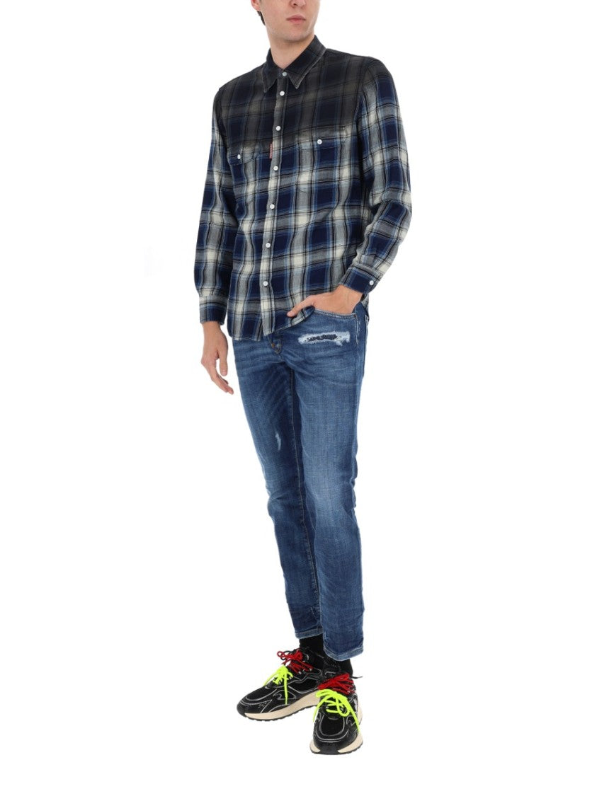 Dsquared2 Blue Skater Distressed Straight Jeans