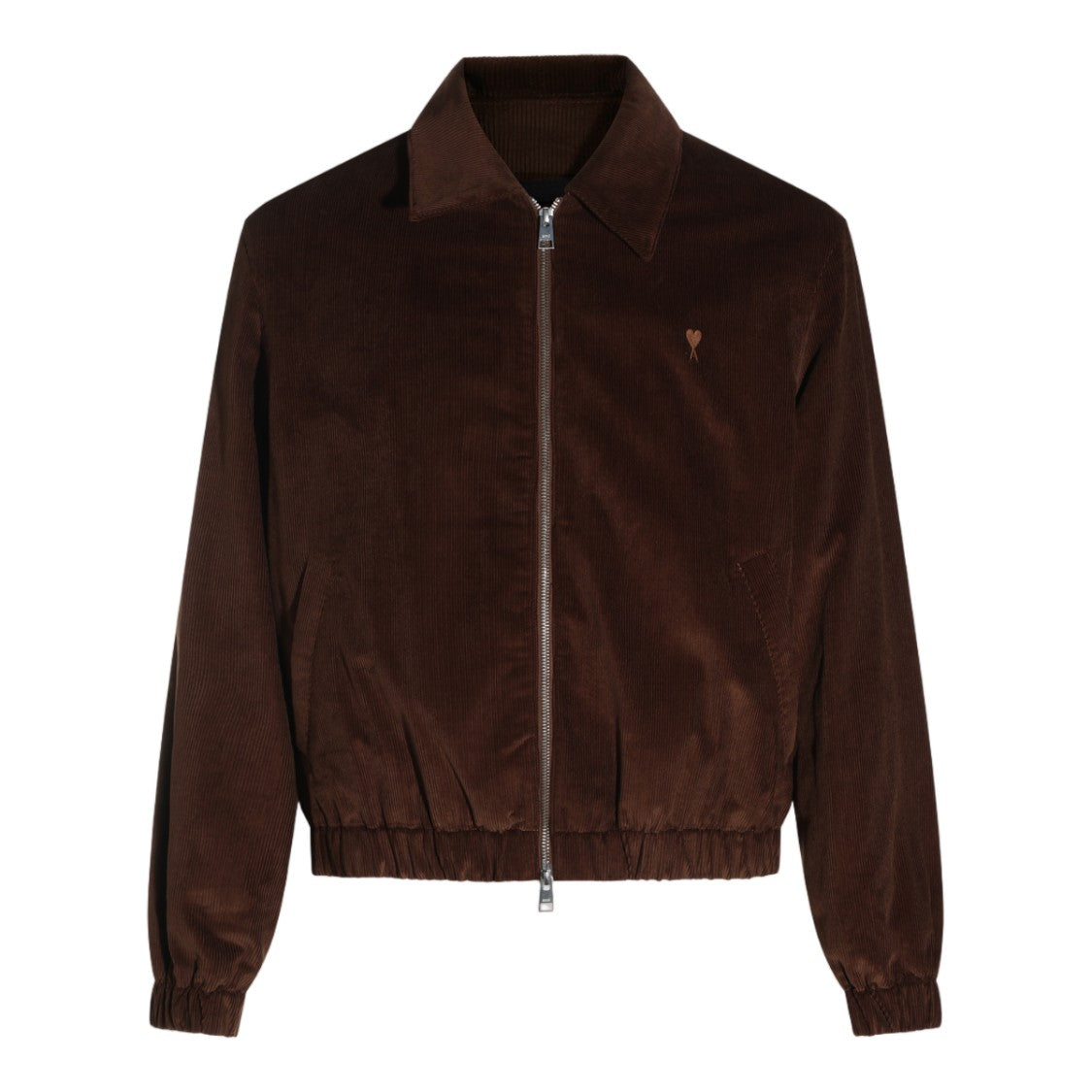 Ami Paris Brown Corduroy Embroidered Logo Jacket