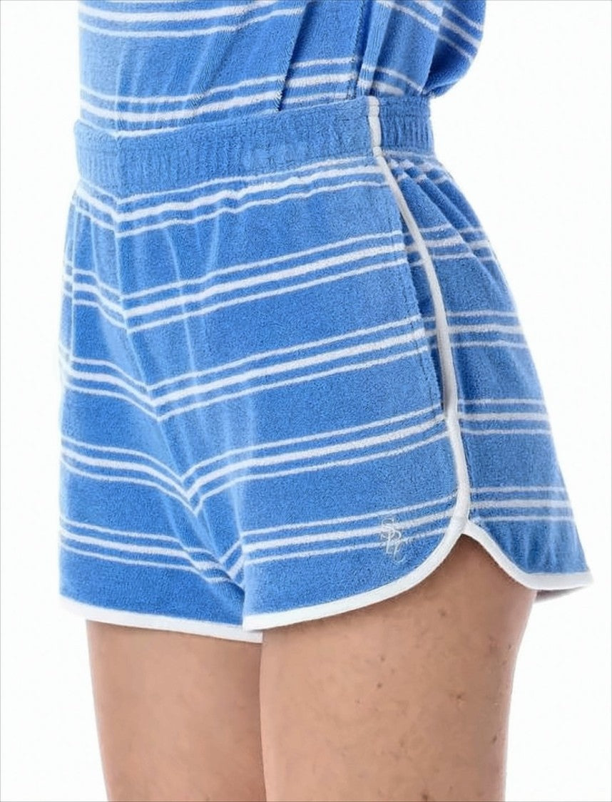 Sporty And Rich Soft Terry Cloth Shorts With White Stripes