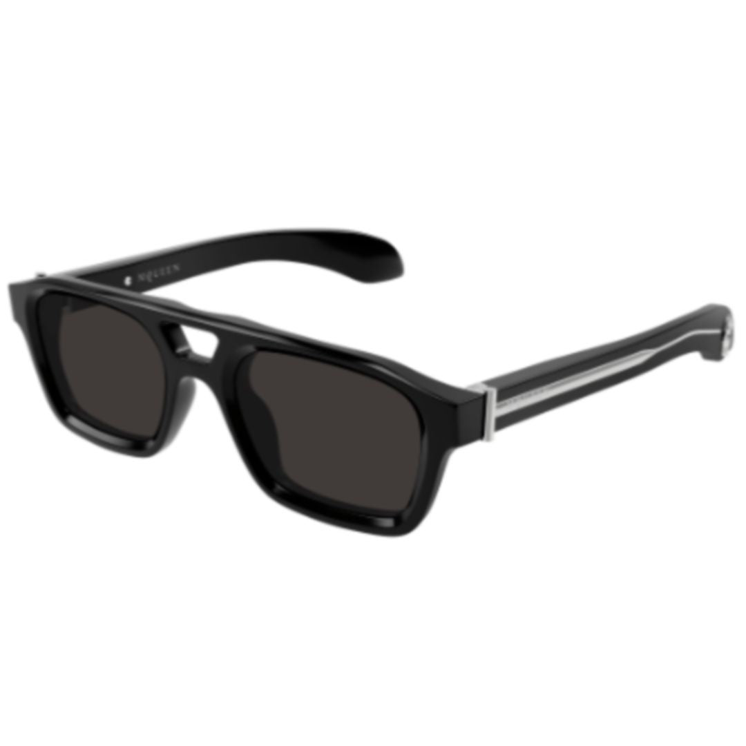 Alexander Mcqueen Am0505s Rectangular Frame Sunglasses With Glossy Black Finish