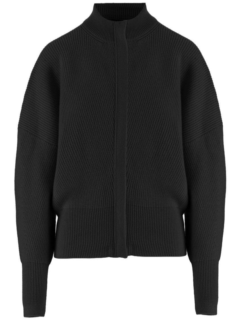 Sa Su Phi Black Cropped Ribbed High Neck Cashmere Sweater