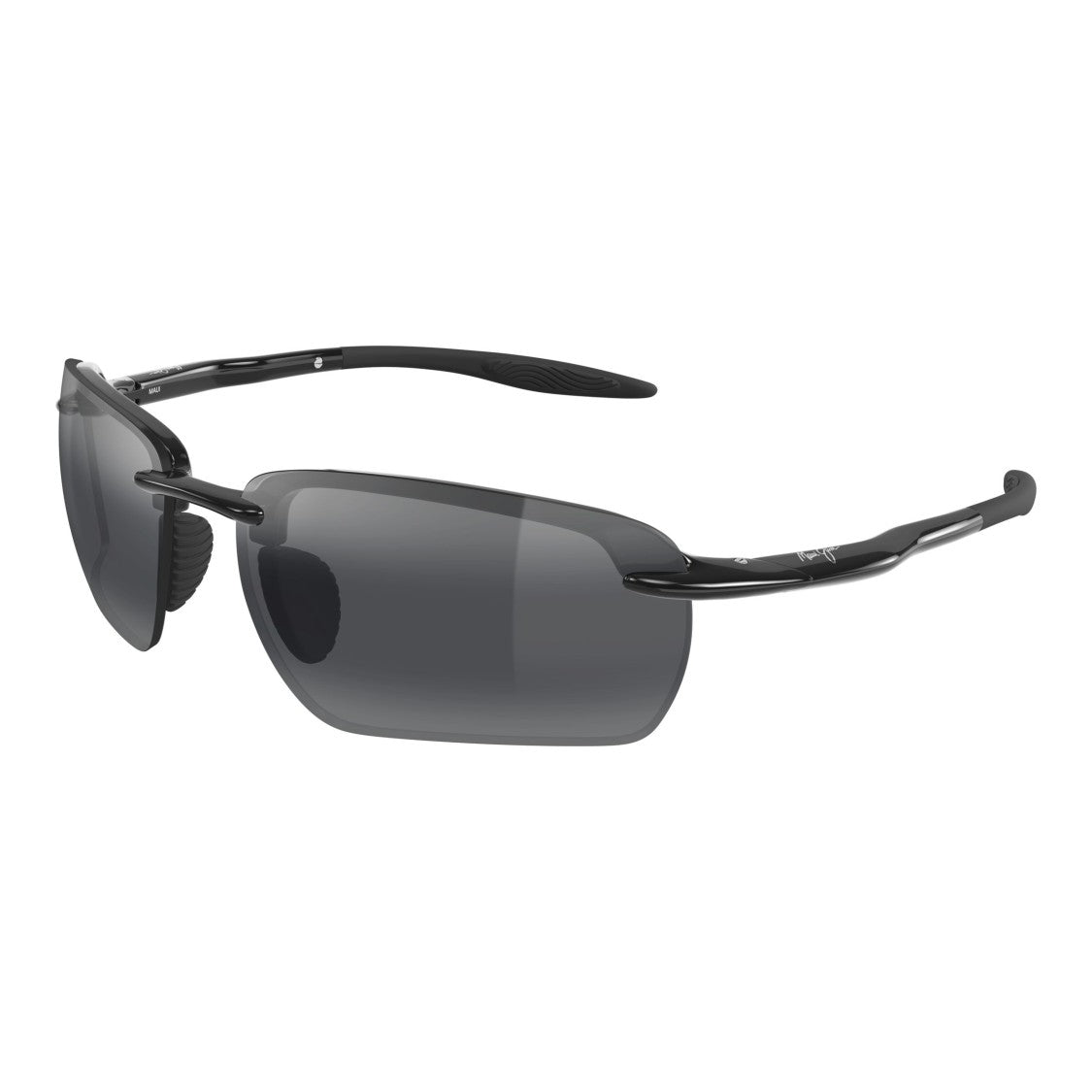 Maui Jim Hookipa Ultra G Rimless Black Sunglasses With Rectangular Lenses