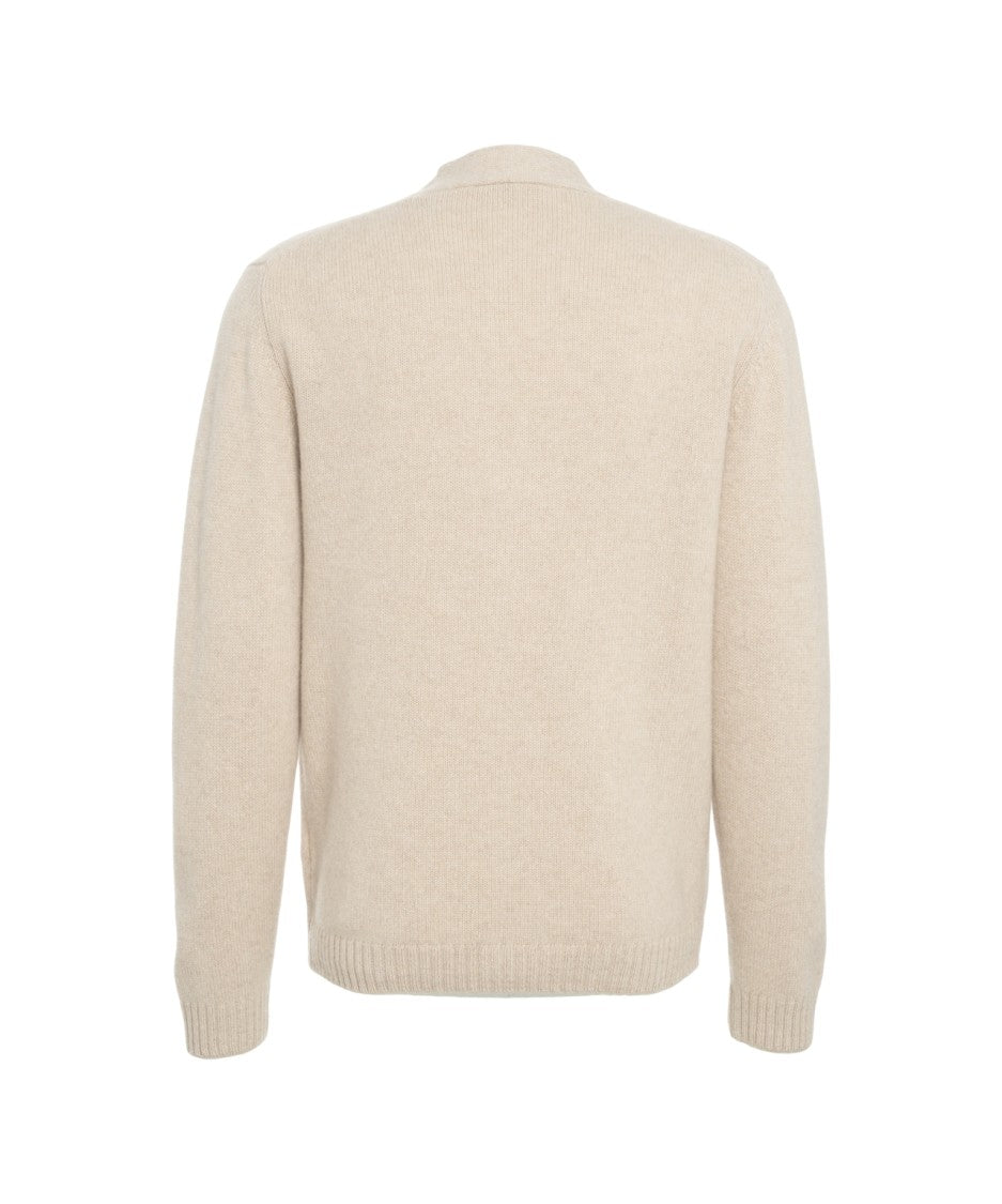 Daniele Fiesoli Beige Cashmere Cardigan With V-Neck