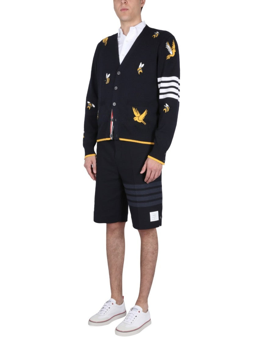 Thom Browne Cardigan With Birds And Bees Inlays