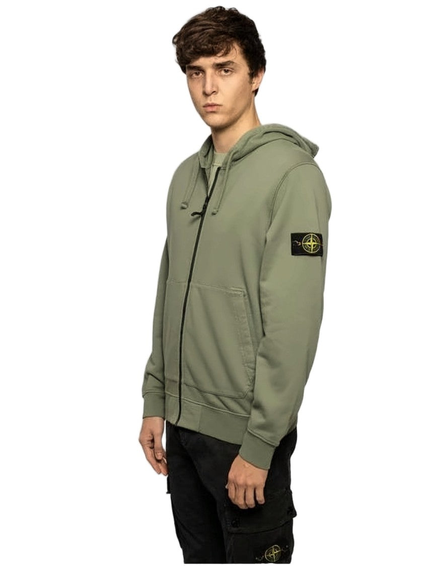 Stone Island Relaxed Fit Zip-Up Hoodie With Distinctive Patch