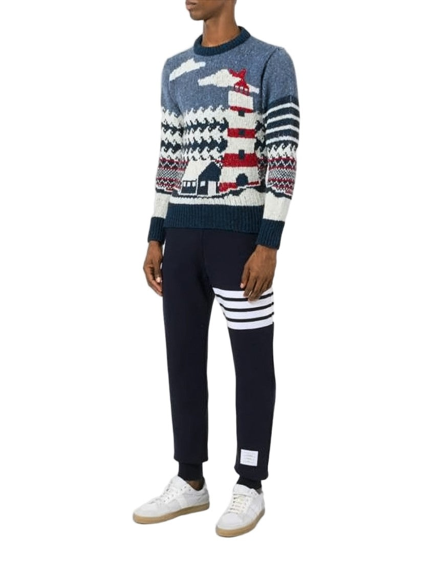 Thom Browne Black Jogger Pants With Distinctive Stripe Detail