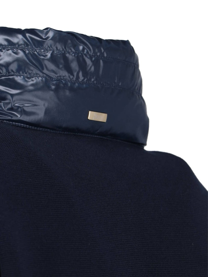 Herno Navy Padded Knit And Nylon Jacket