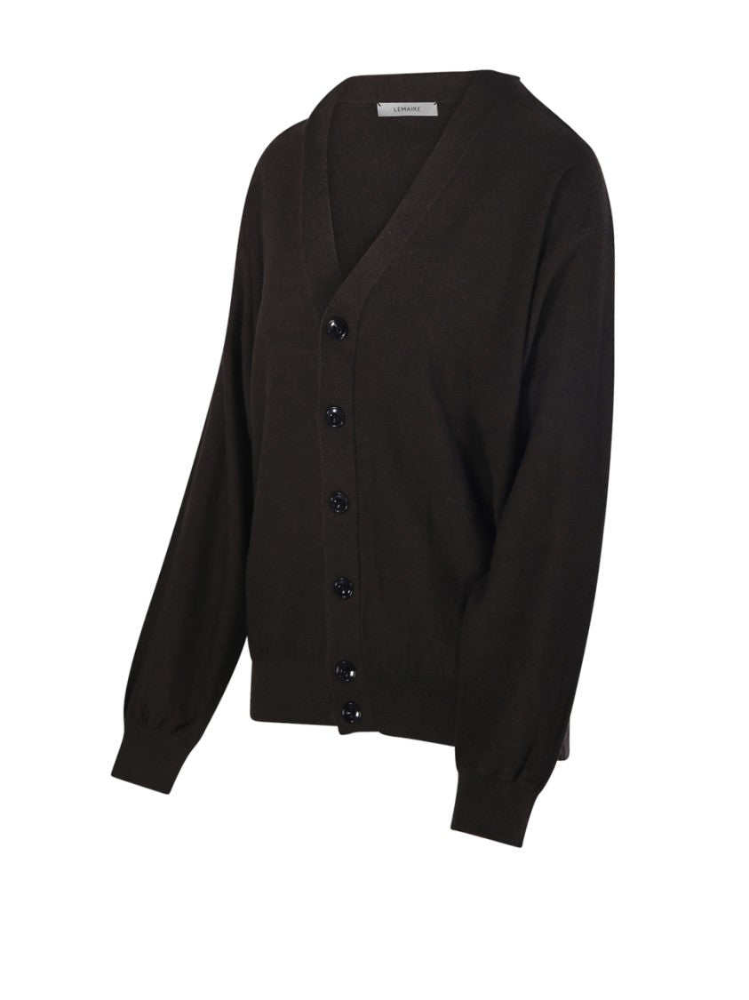 Lemaire Relaxed Fit Twisted Cardigan With Deep V-Neckline And Button-Down Front