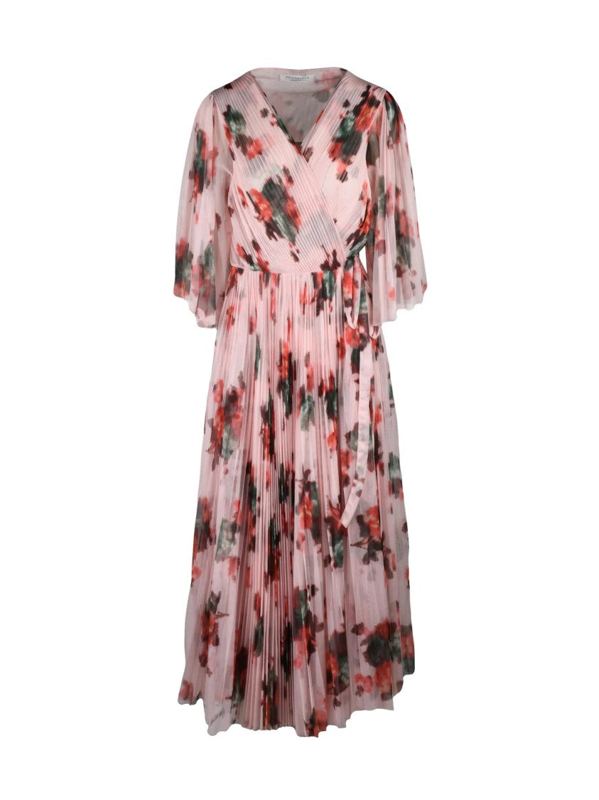 Philosophy Di Lorenzo Serafini Multicolor Floral Tulle Wrap Midi Dress