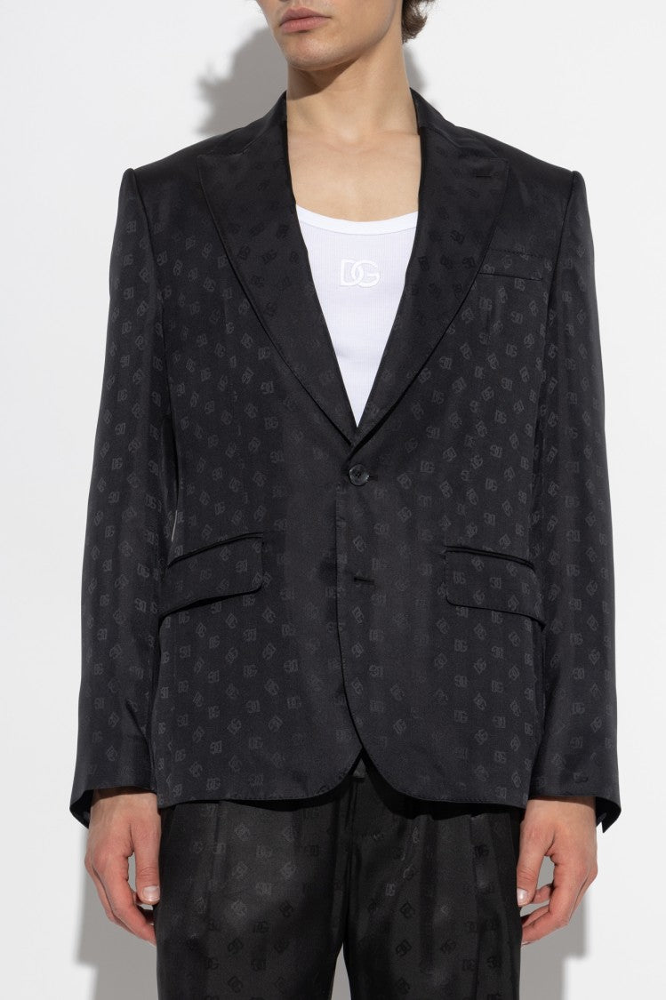 Dolce & Gabbana Monogrammed Pattern Silk Blazer
