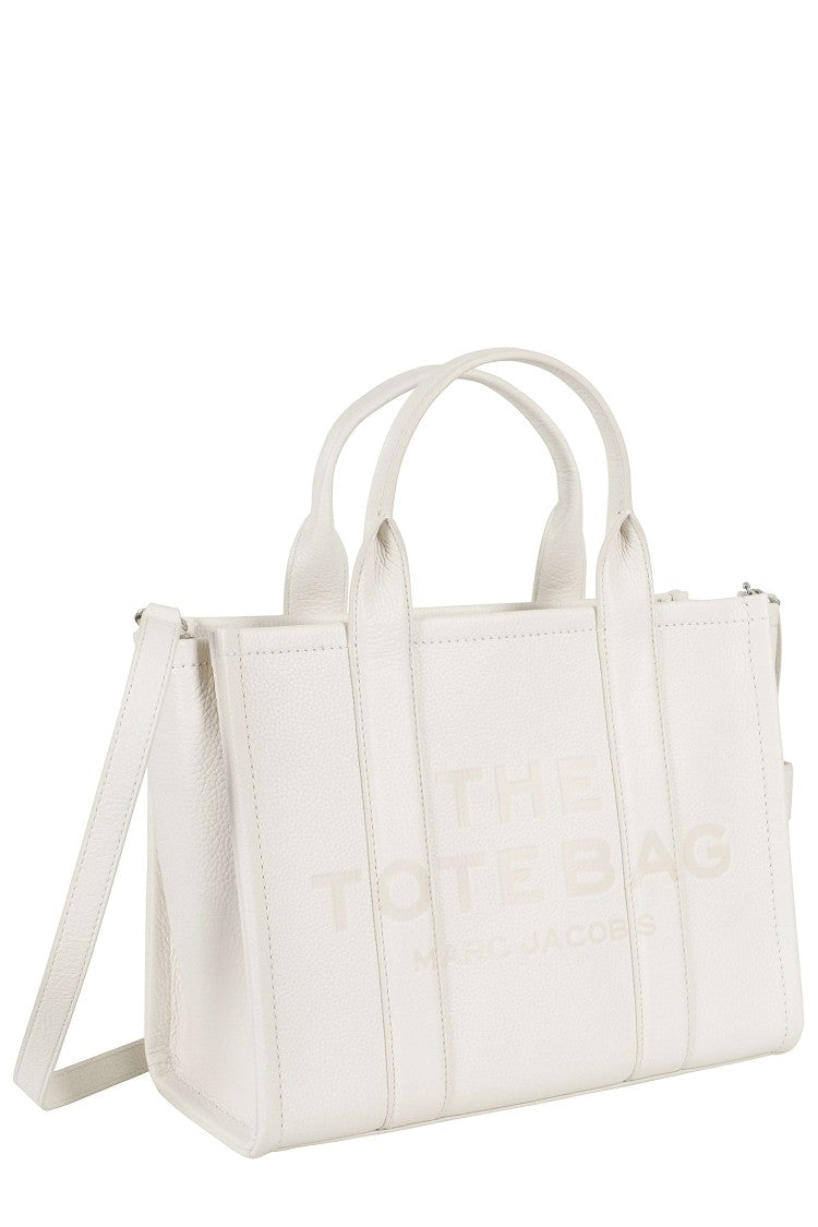 Marc Jacobs Cotton Silver The Medium Leather Embossed Logo Tote Bag