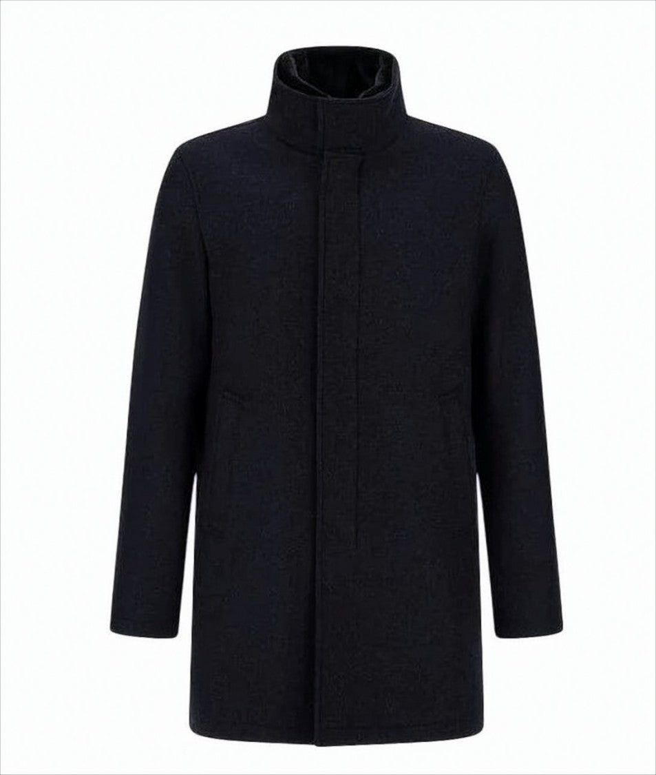 Herno High Collar Blue Wool Padding Coat