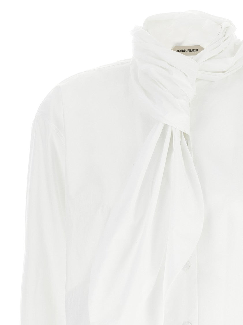 Alberta Ferretti Refined Cotton Poplin Tie Shirt