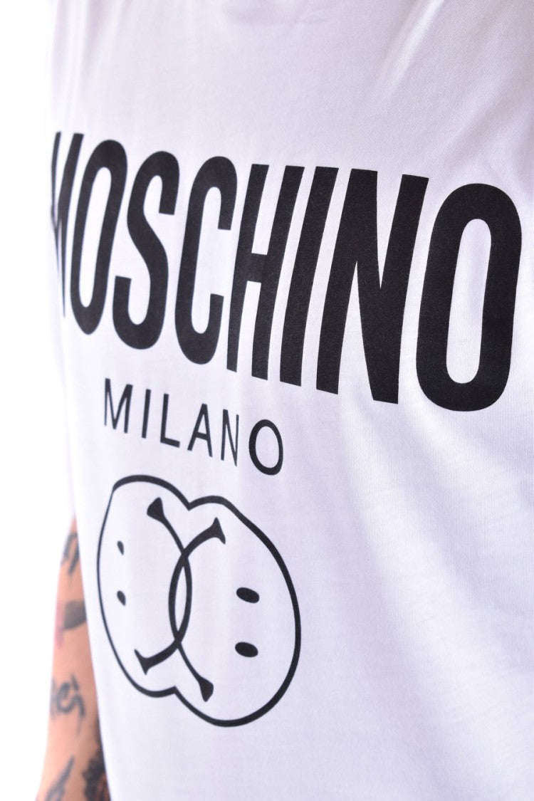 Moschino Classic White Cotton T-Shirt With Graphic Logo