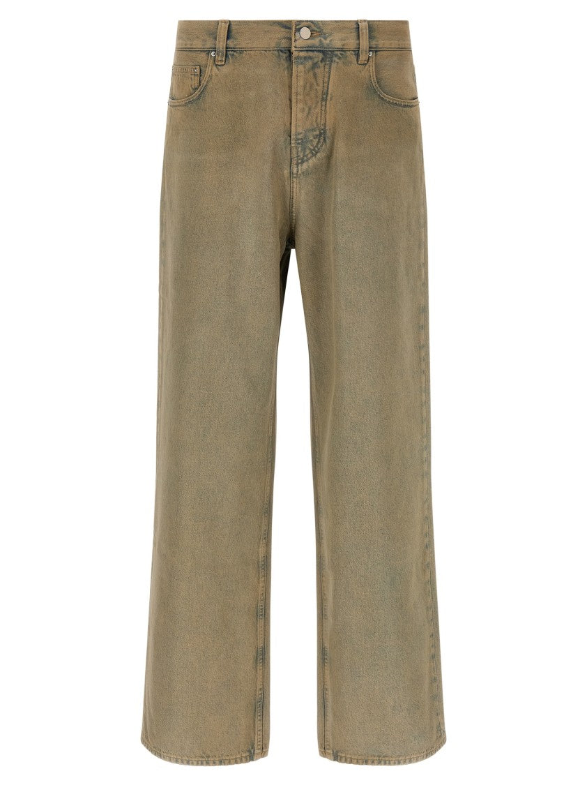 Amiri Overdyed Cotton Denim Wide Leg Jeans